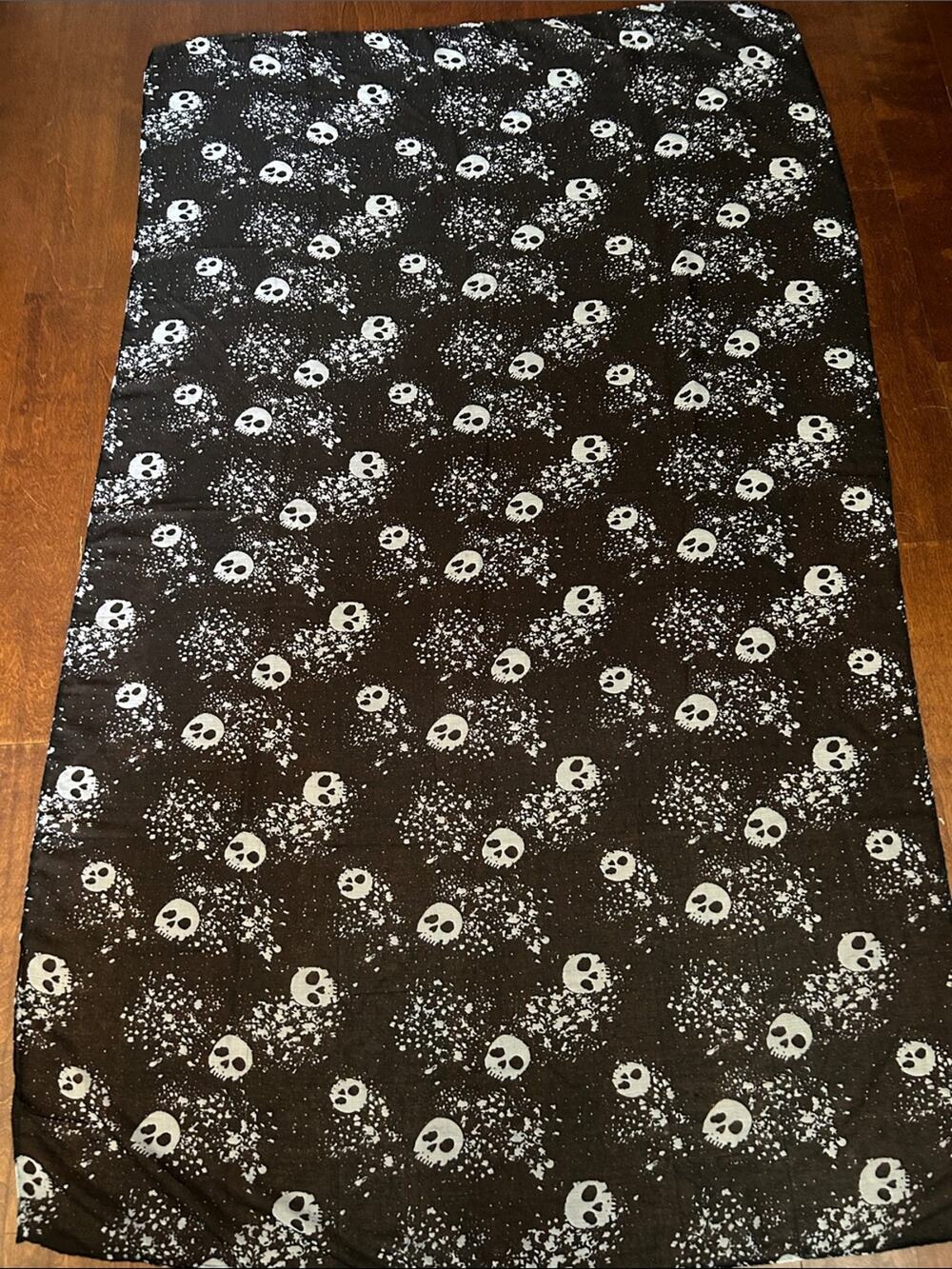 Black Scarf with White Skulls, Lightweight and Oversized